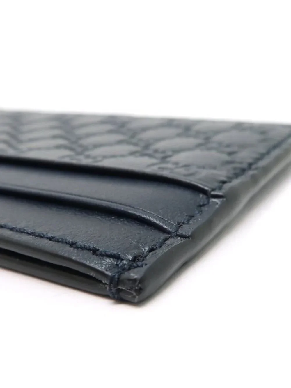 Gucci Card Case Micro Guccissima Leather Holder Navy - Picture 5 of 8